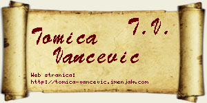 Tomica Vančević vizit kartica
